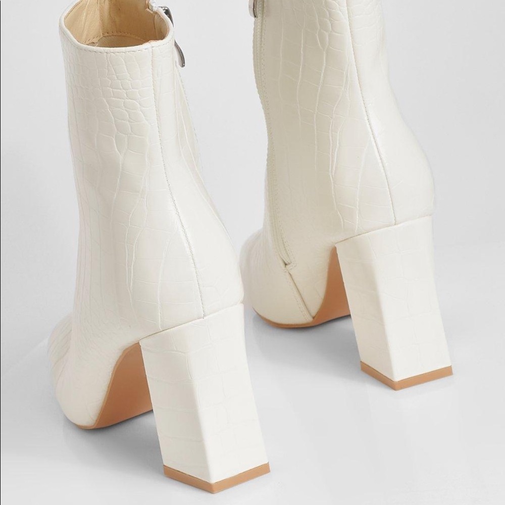 White Block Heel Boots- Size 7
